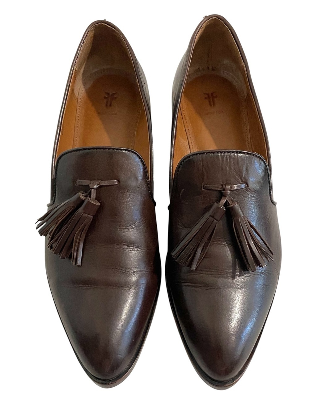 Frye Erica Venetian Leather Tassel Loafers Size 7 Preppy Classic Burgundy Brown - Picture 5 of 14